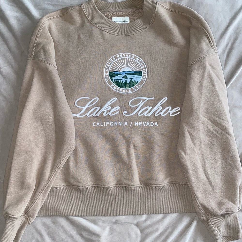 Abercrombie & Fitch Beige Crewneck Sweater